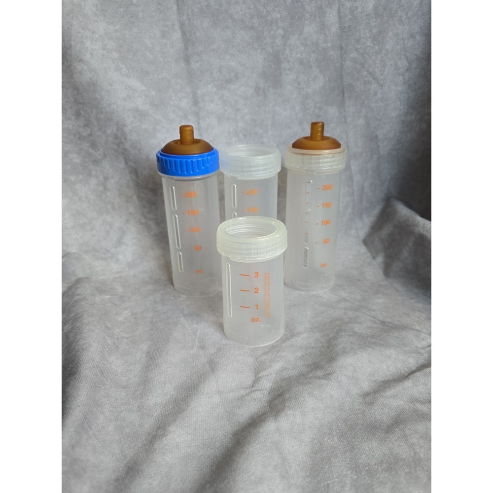 VTG 90s Playtex Drop-Ins Nurser Baby Bottle Lot (4) Clear & Blue Rings 8oz 3oz